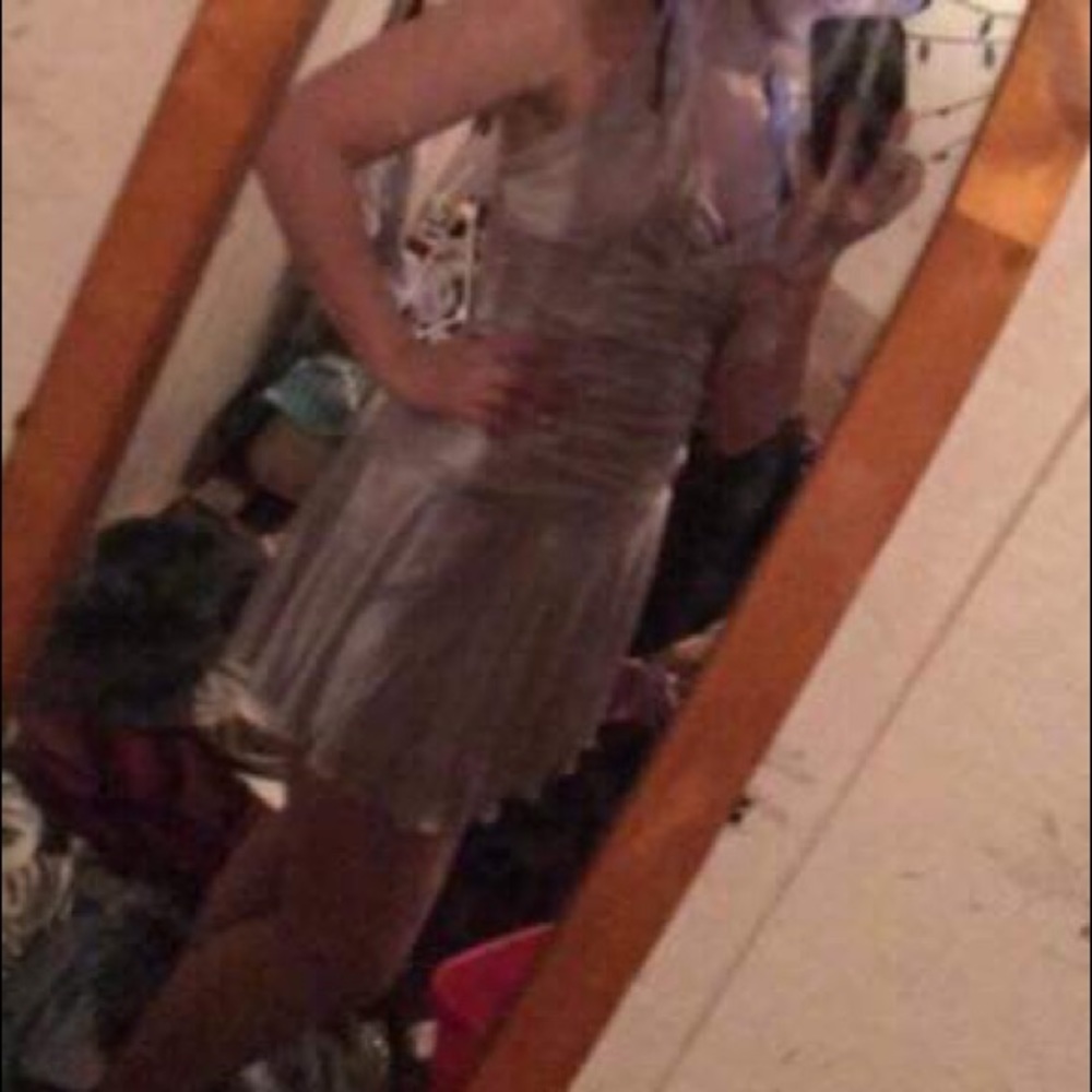 Grey halter silk short homecoming dress